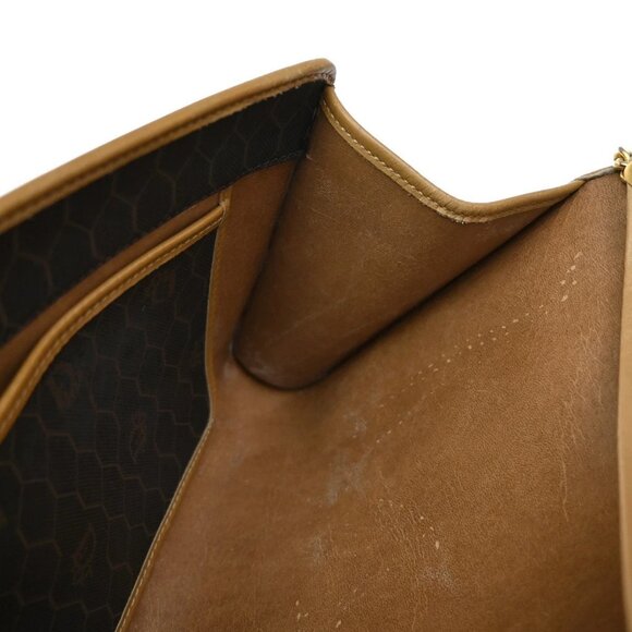 CHRISTIAN DIOR Logos Honeycomb Chain Shoulder Bag PVC Leather Brown Gold 69EF575 - Picture 12 of 13